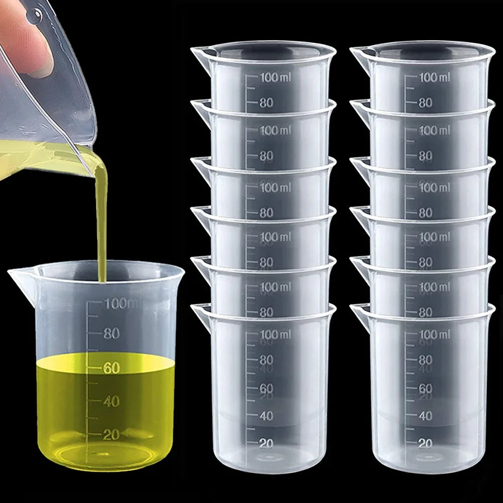 100/50ML Triangular Measuring Cup with Scale Transparent Plastic Graduated Cylinder Pour Spout Liquid Container Kitchen Bar Tool