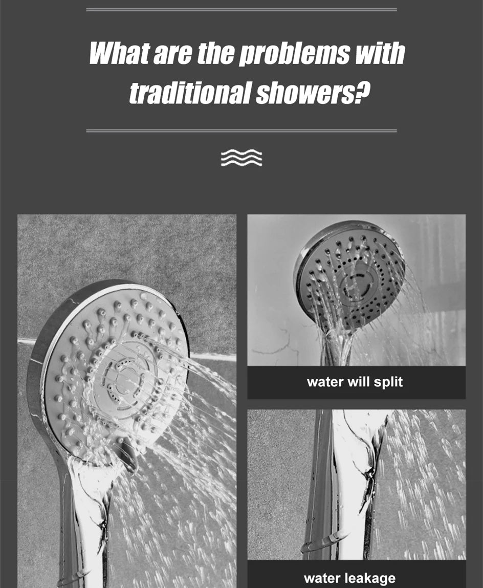 VILOYI 8 Modes Adjustable Shower Head High-pressure Water Saving Black Showerhead Handheld Bathroom Massage Showers Nozzle