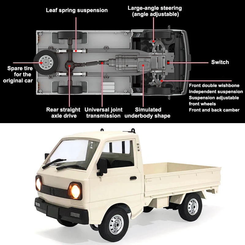 WPL D12 1:10 / 1:16 RC CAR Simulation Drift Climbing Truck LED Light Haul Cargo Remote Control Electric Toys For Children