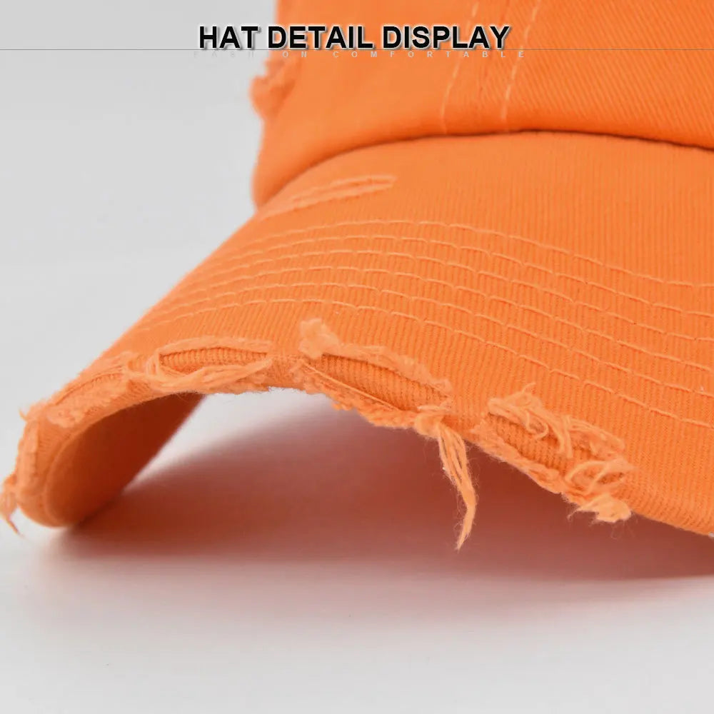 Washed Hole Baseball Cap New Spring Solid Sunhat Men Women Unisex-Teens Cotton Snapback Caps Fashion Hip Hop Vintage Summer Hat