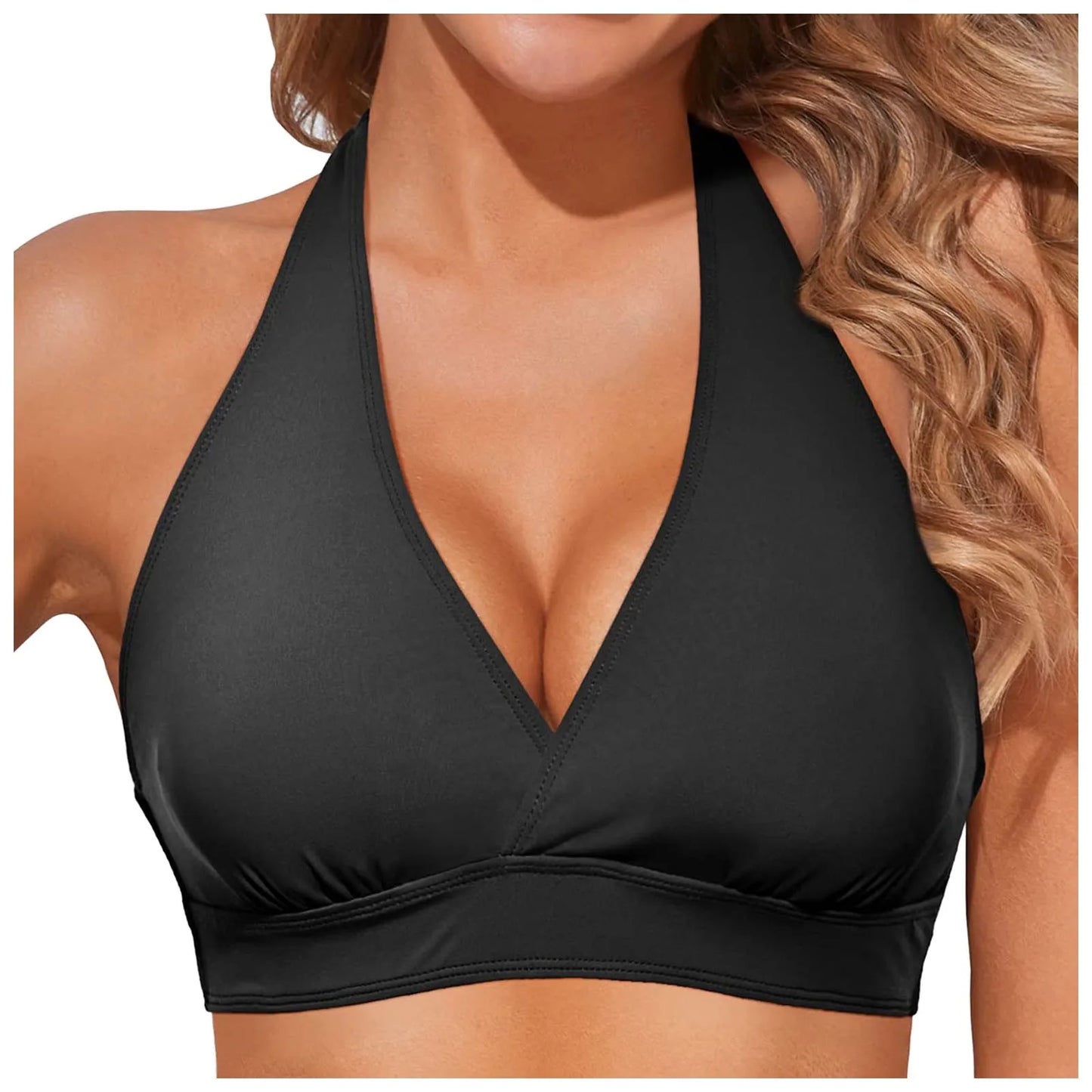 Women Halter Neck Bikini Top Push Up Padded Swimsuit Top Womens Skirted Swimsuit Bottoms Swim Tops For Women Beach Swimwear
