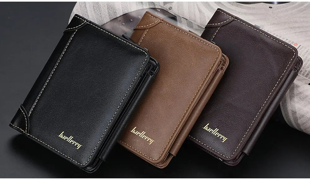 New PU Leather Men Wallets High Quality Zipper Short Desigh Card Holder Male Purse Vintage Coin Holder Men Wallets