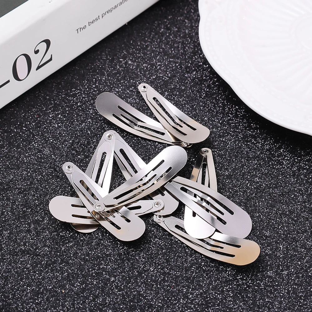 2/20pcs Silver Metal BB Hair Clips Girls Y2K Punk Drop Shaped Hairpins Hairclip Barrettes Cute Headdress DIY Hair Jewelry Making