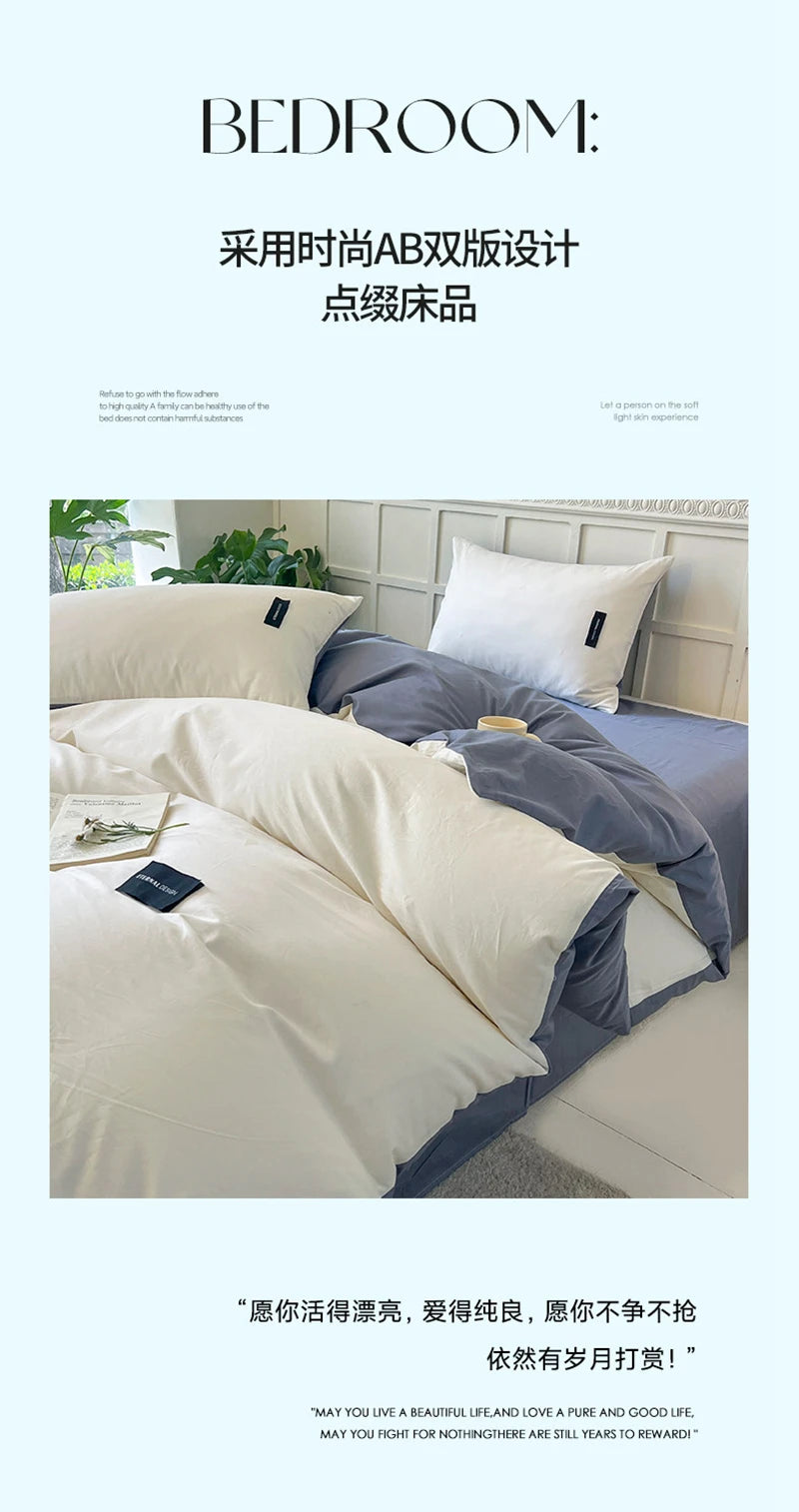 White Bedding Comforter Set with Pillowcase bed sheet Single Full Size Bed Linen Duvet Cover Set Queen/King Double Single Bed