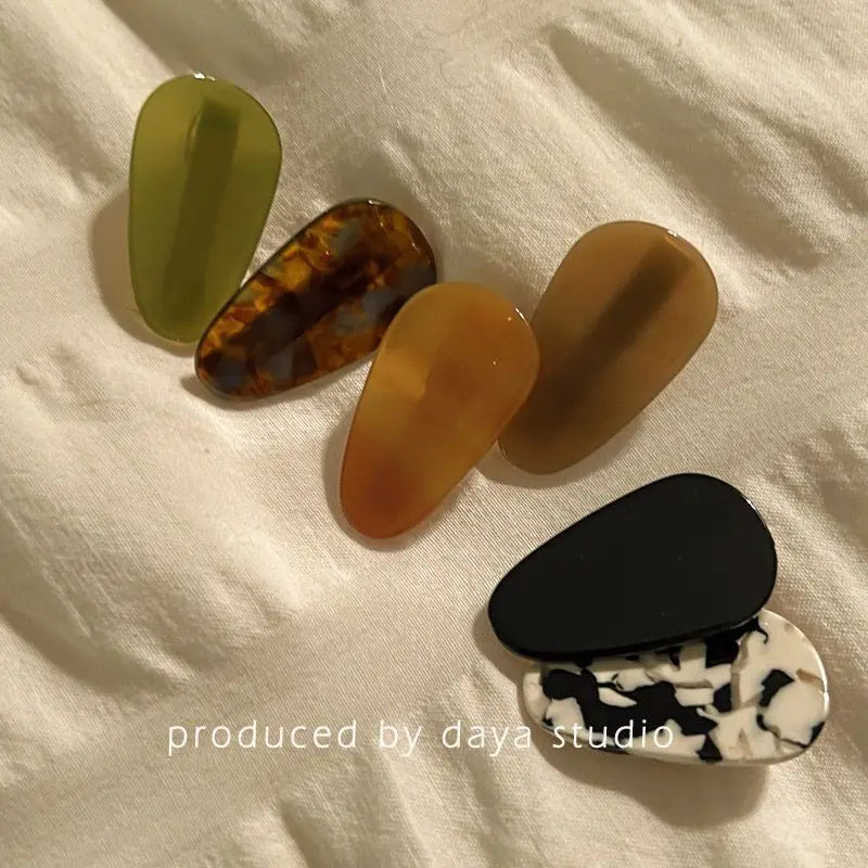 New Korean Version Daily Acetic Acid Geometric Women's Side Clip Fashionable and Fresh Girl Hair Clip Retro Bangs Duckbill Clip
