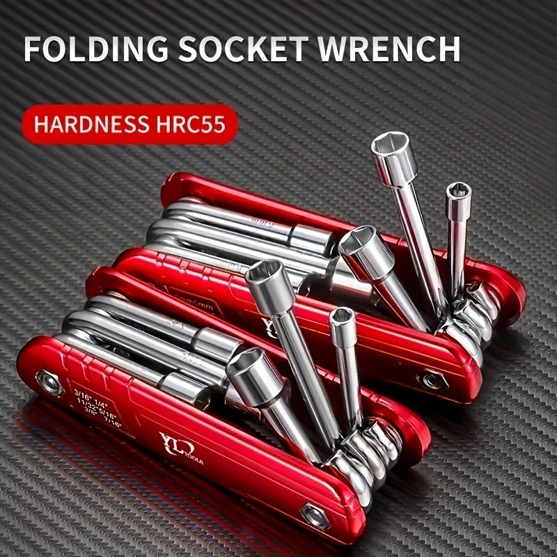 6-inch Portable Sleeve Tool Combos Set Outdoor Metric Folding Socket Wrench Multifunction Household Tools Sleeve