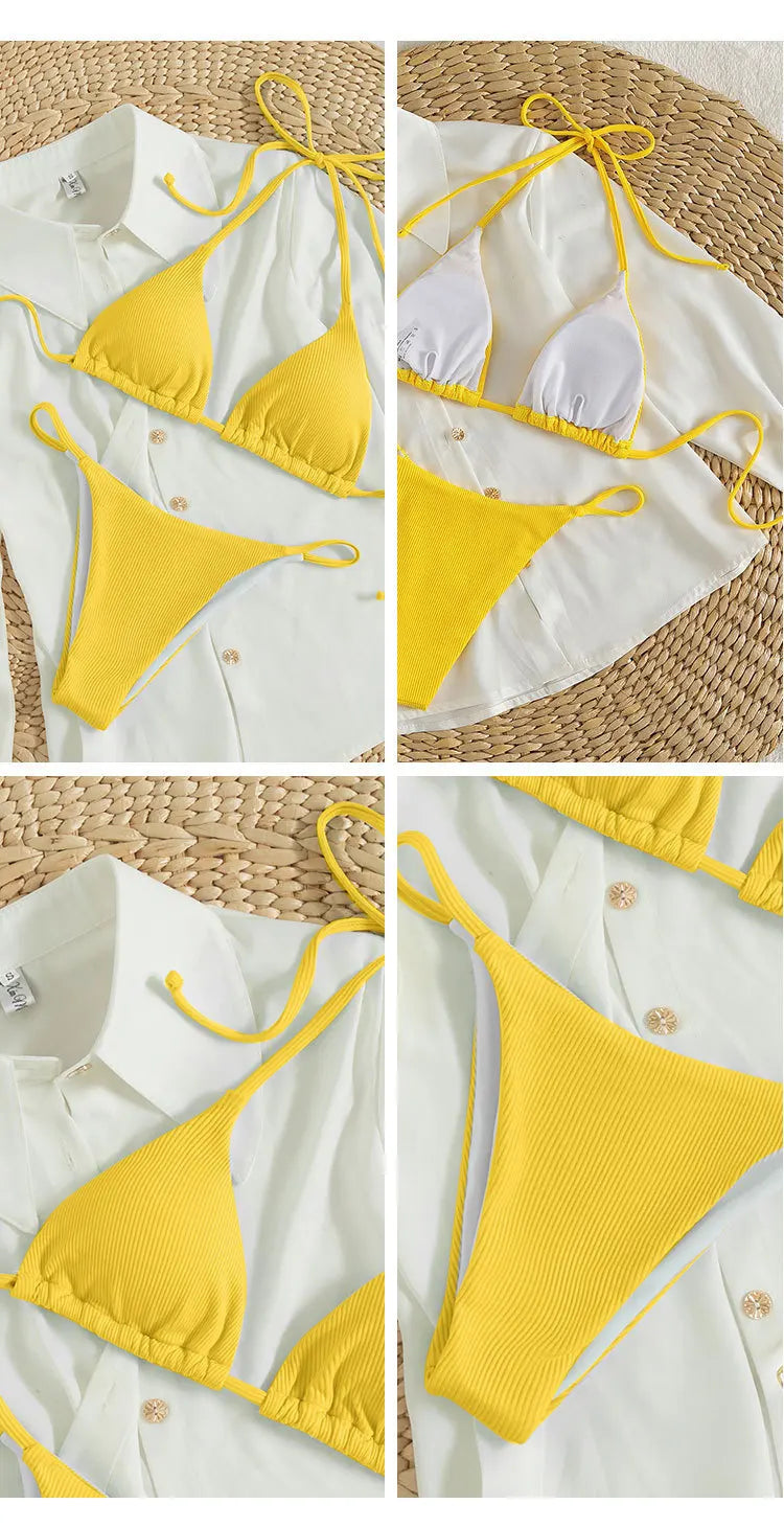 2025 New Bikini Set Pad Beach Triangle Swimwear Women XS-XL Maio Biquinis Swimsuit Tankini Femme Badpak Dames Mujer купальники