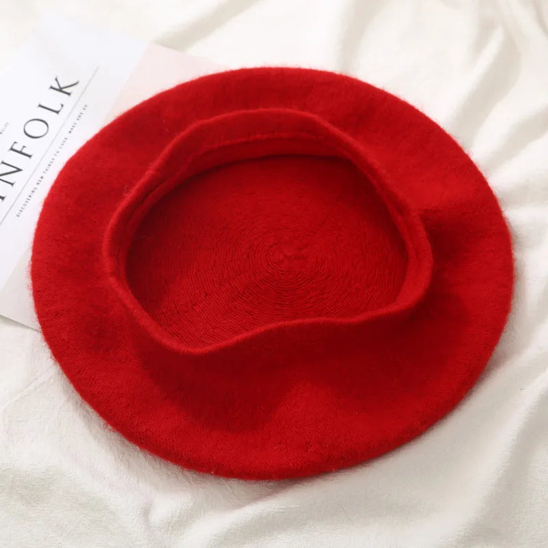 100% Wool Retro Beret Hat Autumn Winter Women British Hepburn stylish Artist Painter Hats Thick Warm Woolen Pumpkin Beanies Cap