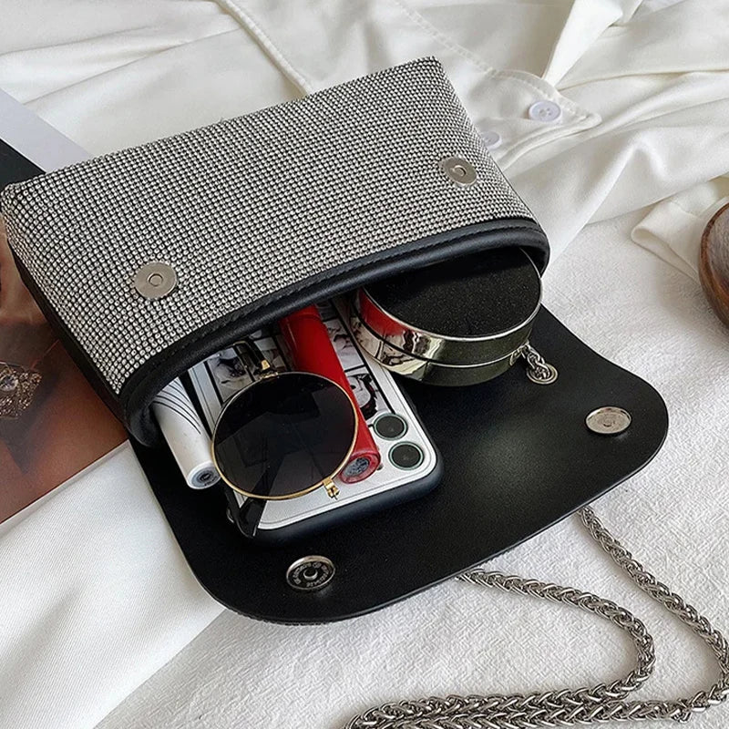 JIOMAY Mini Shoulder Bag for Women Designer Purses and Handbags Bling Rhinestone Clutch Bags Girls Chain Crossbody Bag Wholesale