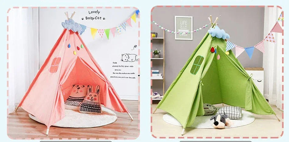 1.6M Portable Kids Tent Play House for Children Tent Cabana Tipi Infantil Baby Teepee Tents Castle LED Lights/Carpet/Decoration