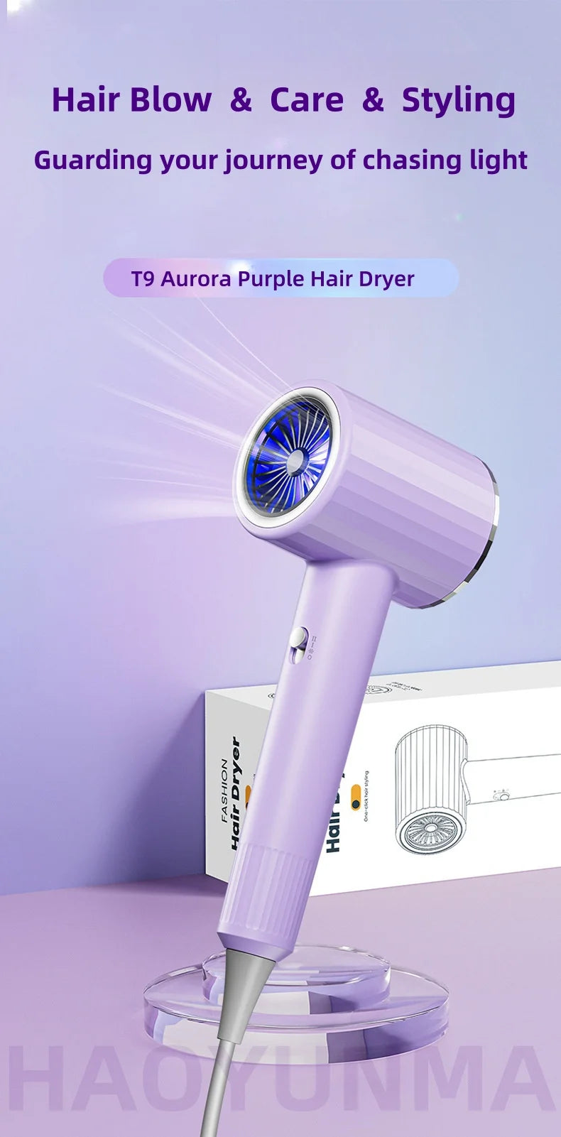 High Speed Electric Turbine Airflow Low-Noise Constant Temperature Fast Drying Hair Dryer EU/US/UK/AU Plug for Home Salons