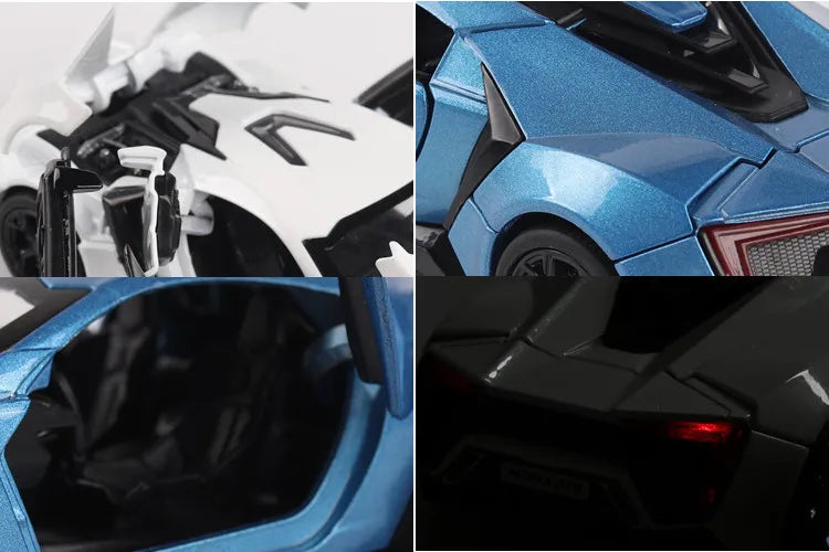 1: 32 Lykan sport Fast and Furious 7 Alloy Car Model Diecasts Toy With Sound and Light Vehicles Decoration Toys For Kids Gift