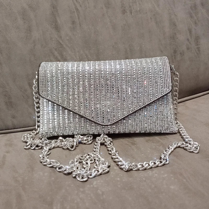 JIOMAY Mini Shoulder Bag for Women Designer Purses and Handbags Bling Rhinestone Clutch Bags Girls Chain Crossbody Bag Wholesale
