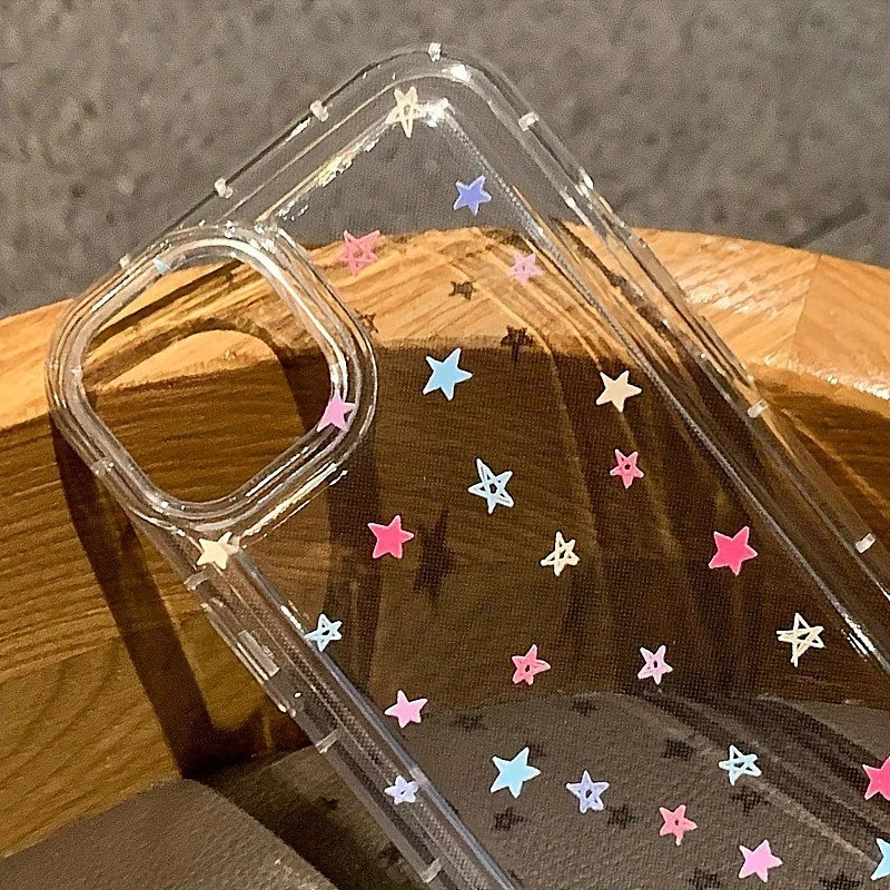 Small Flower Stars Soft Case For iPhone 16 14 13 11 15 Pro Max 12 Mini XS XR X 8 7 Plus SE 2022 13Pro Anti-drop Airbag Cover