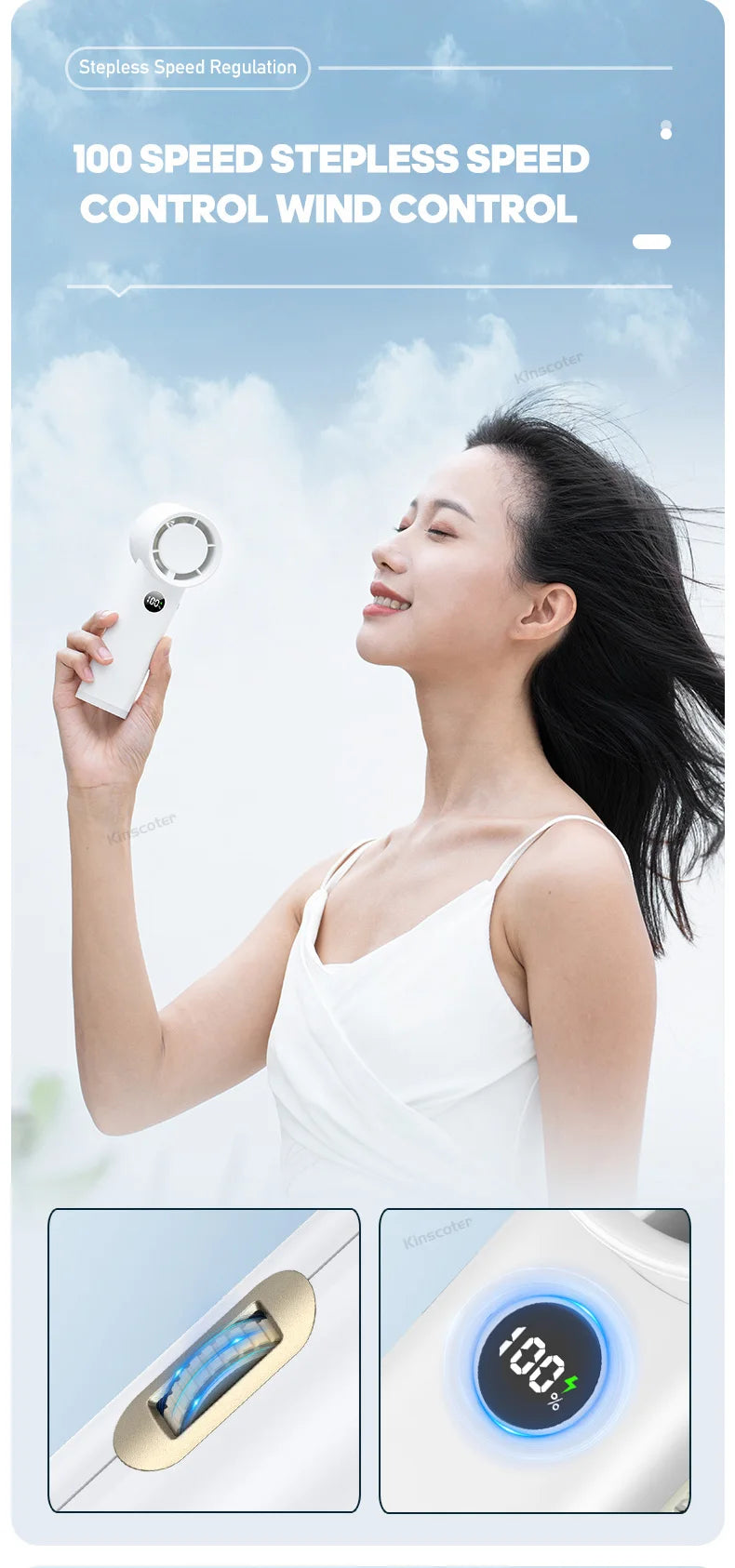 New Digital Handheld Fan High Speed Wind 100 Speeds Cooler Fan Ventilator Turbo Fan Air Circulator Handfan