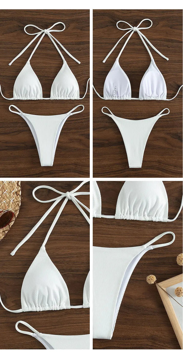 2025 New Bikini Set Pad Beach Triangle Swimwear Women XS-XL Maio Biquinis Swimsuit Tankini Femme Badpak Dames Mujer купальники