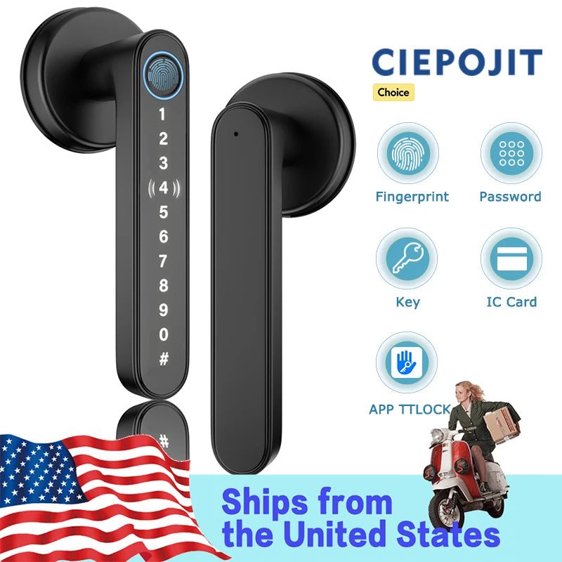 CIEPOJIT Electronic lock for Tuya Smart Lock Indoor BLE Fingerprint Lock UNlock with Fingerprint/TTLOCK APP Remote Unlock
