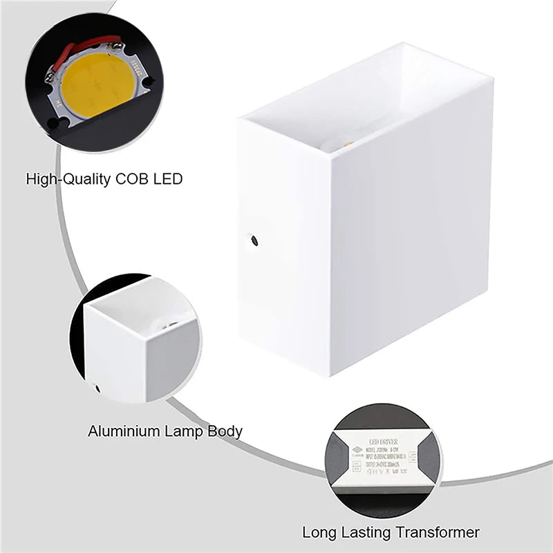Up and Down LED Wall Lamp 6W 12W Aluminium Interior Wall Light For Bedroom Living Room Stair Aside Decor Indoor Lighting Fixture