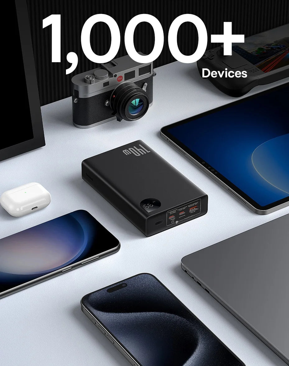 Baseus 140W Power Bank 24000mAh Fast Charging Portable Battery Charger 3 Output Ports for iPhone 16 Pro Max Notebook Tablet