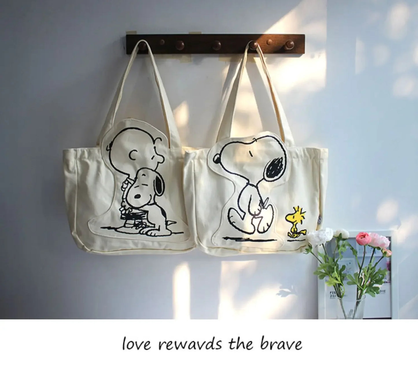 New Cartoon Fashion Snoopy Canvas Shoulder Bag Casual Cute Large Capacity Female Student Tuition Crossbody Bag