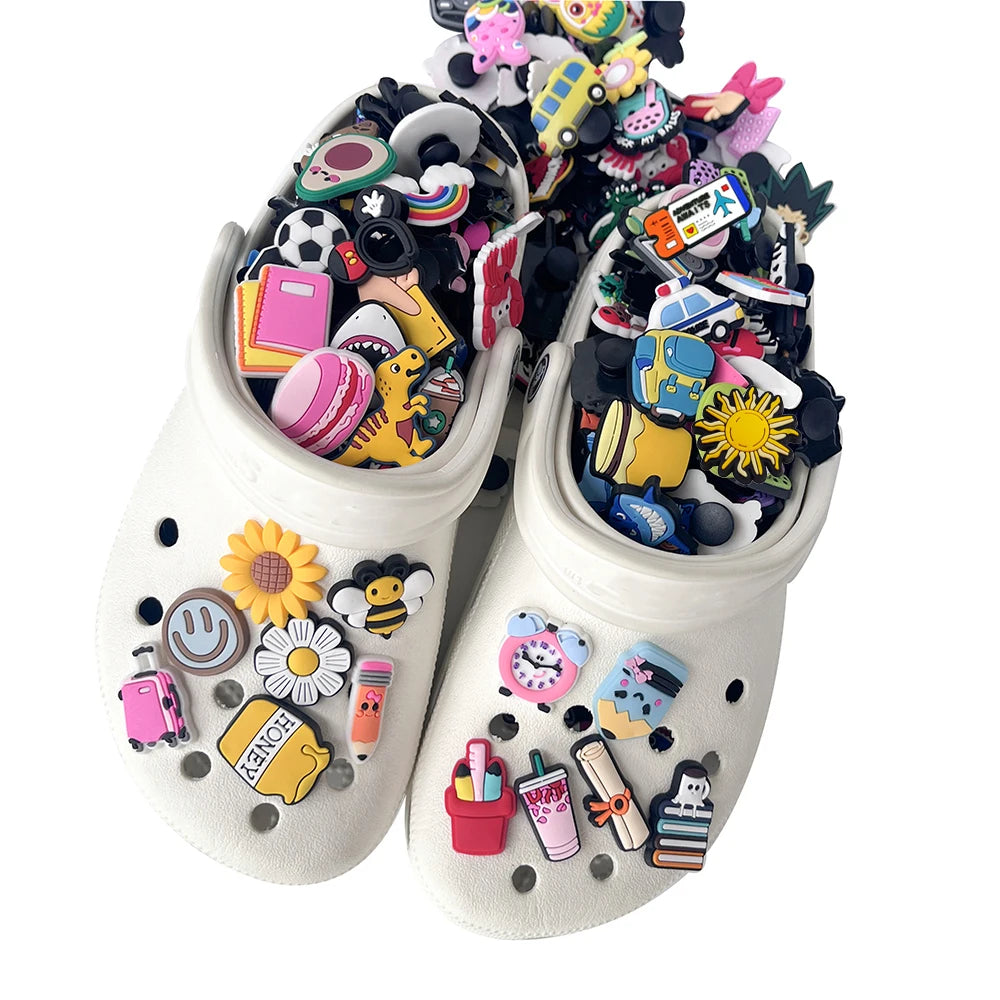 20-100PCS Wholesale Random Cartoon animation Shoe Charms Animal Garden Shoes Decrations Accessories Buckle For Kids X-mas Gifts