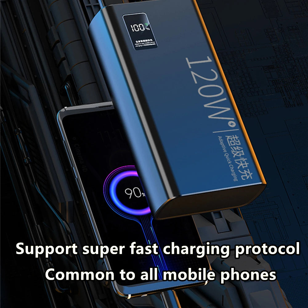 120W Power Bank For Xiaomi Super Fast Charging 200,000mAh Ultralarge Capacity For External Battery For Cell Phones, Laptops