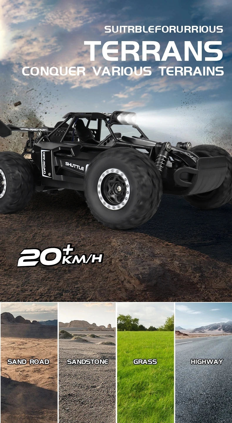 Radio 1:16 Model RC Car With LED Lights 2WD Off Road Remote Control Racing Drift Climbing Vehicle Cars Toys Gifts for Boys Girls