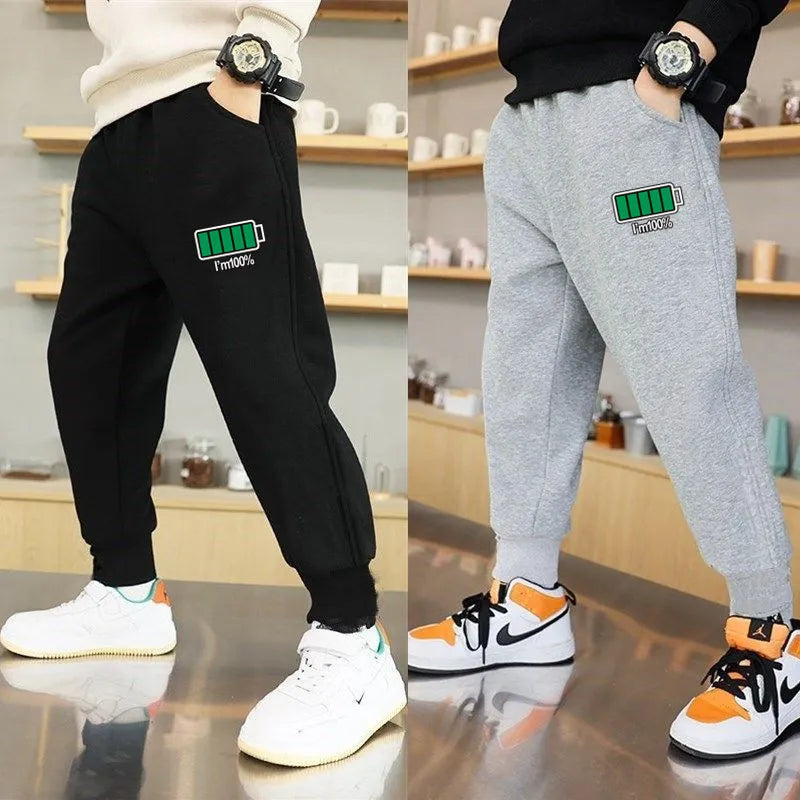 2023 Spring Children Trousers for Boys Kids Cotton Low/Full Battery Casual Sport Long Pants Sweatpants 3 to 14 Years Kids