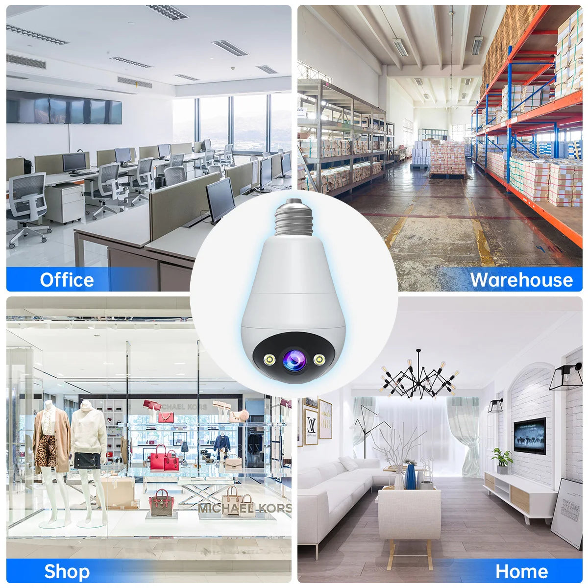 JOOAN 3MP IP Camera 2.4G Wifi E27 Bulb Surveillance Camera Smart Home AI Tracking Security Baby Monitor Wireless CCTV Camera