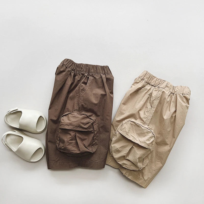 2024 Summer New Boys' Shorts Fashionable Workwear Capris 1-5 Year Old Korean Edition Pure Cotton Baby Casual Shorts