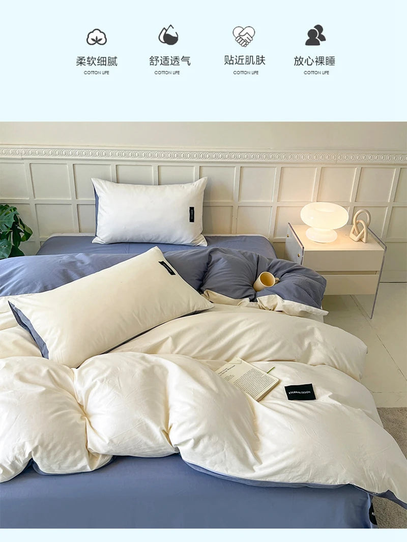 White Bedding Comforter Set with Pillowcase bed sheet Single Full Size Bed Linen Duvet Cover Set Queen/King Double Single Bed