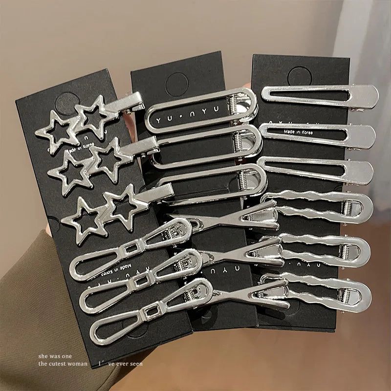 3Pcs/Set Sweet Fashion Metal Hairpin Non Slip Hairpin Geometric Hollow Hair Pin Women Barrettte