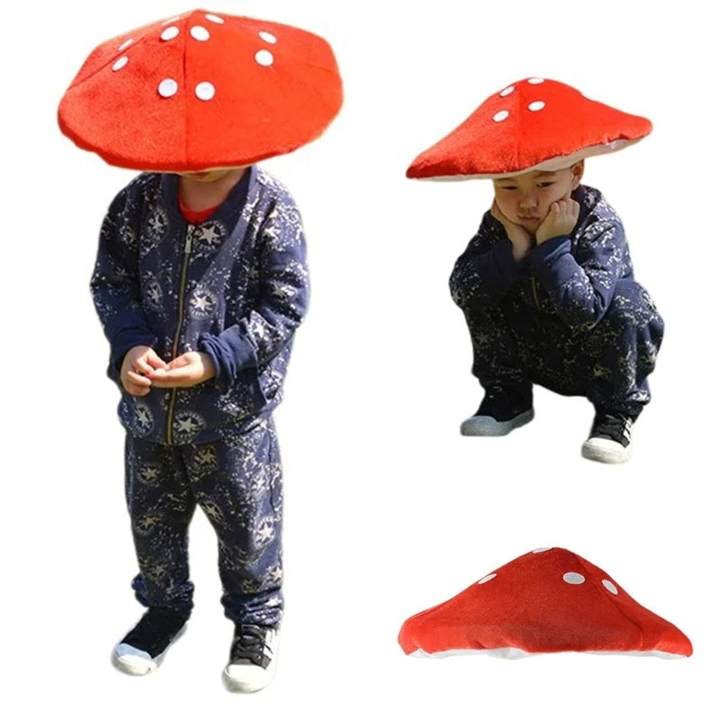 Adult Stuffed Mushroom Hat Christmas Party Plush Hat Adult Carnivals Photography Hat Halloween Party Festival Hat