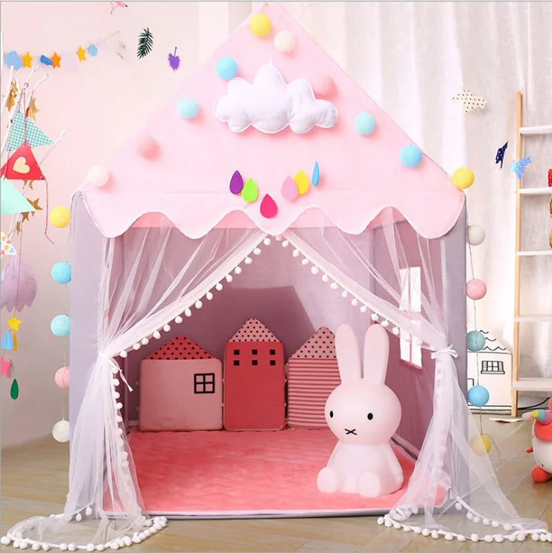 Portable Kids Tent Children's Tent Folding Tipi Baby Play House Large Girls Pink Princess Party Castle Child Room Decor Foldable