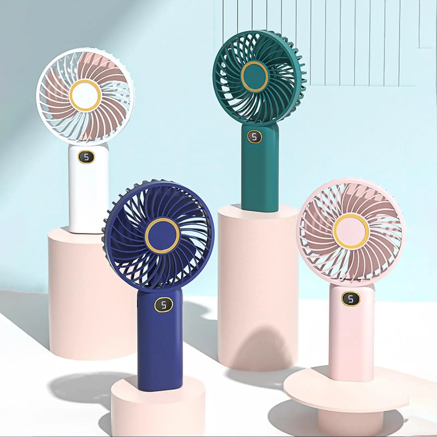 Portable Fan Digital Display 1200mAh Battery Capacity Usb Rechargeable Speed Adjustable Handheld Fans Air Conditioner Cooling