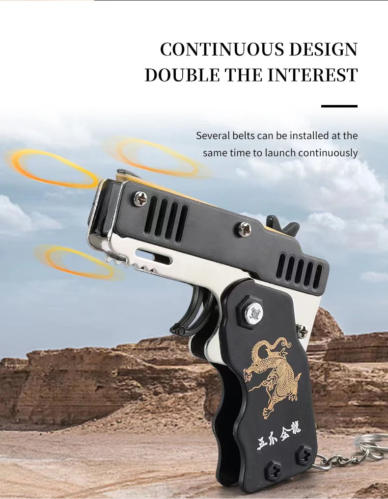 1PCS Keychain Elastic Leather Rubber Band Shooting Pistol Kid Outdoor Party Folding Gifts Boyfriend Fidget Toys