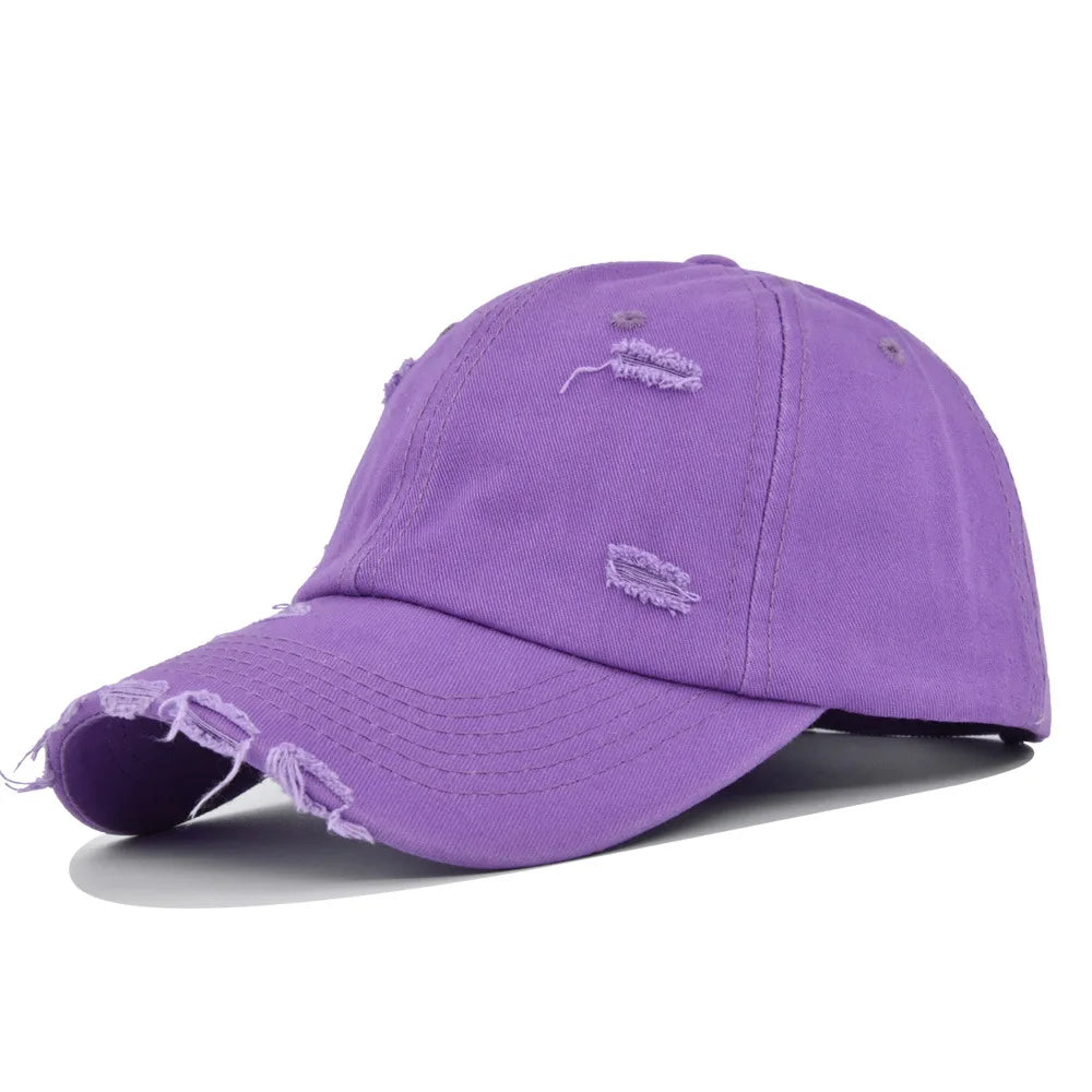 Washed Hole Baseball Cap New Spring Solid Sunhat Men Women Unisex-Teens Cotton Snapback Caps Fashion Hip Hop Vintage Summer Hat