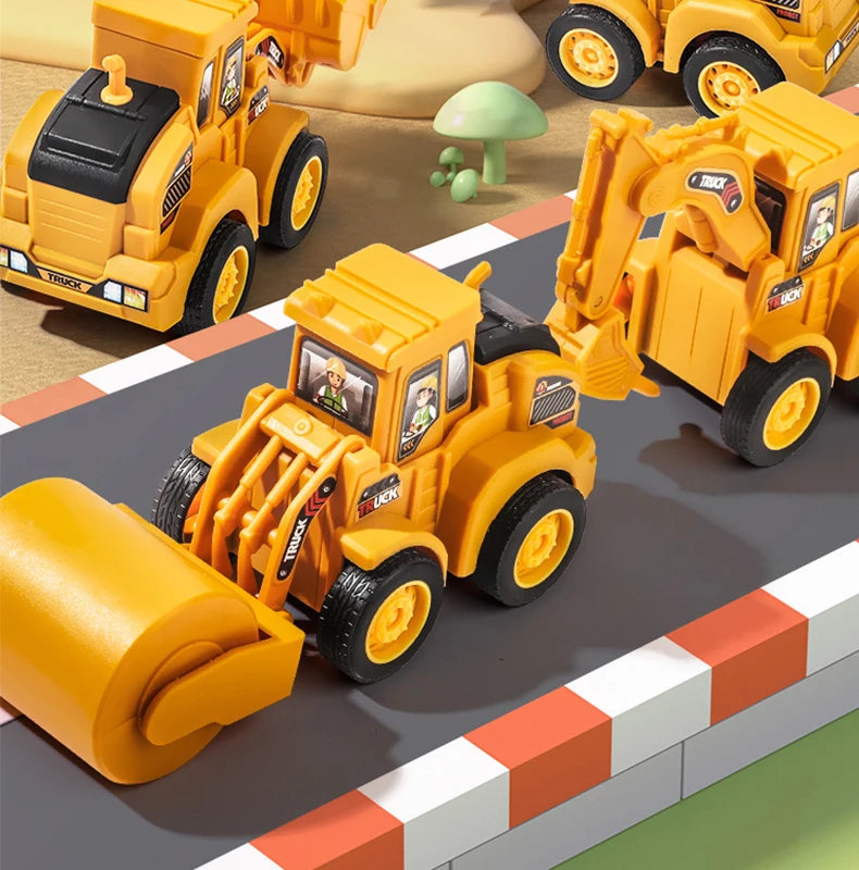 Engineering Vehicle Model Press Sliding Car Excavator Bulldozer Children Educational Construction Vehicle Toy Kids Boy Gift