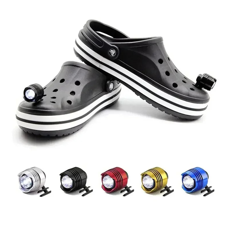 NEW Waterproof Shoe Light Outdoor Camping Crocs Charms Adult Kids Shoe Decoration Jibbitz Headlights for Crocs Accessories 1Pcs