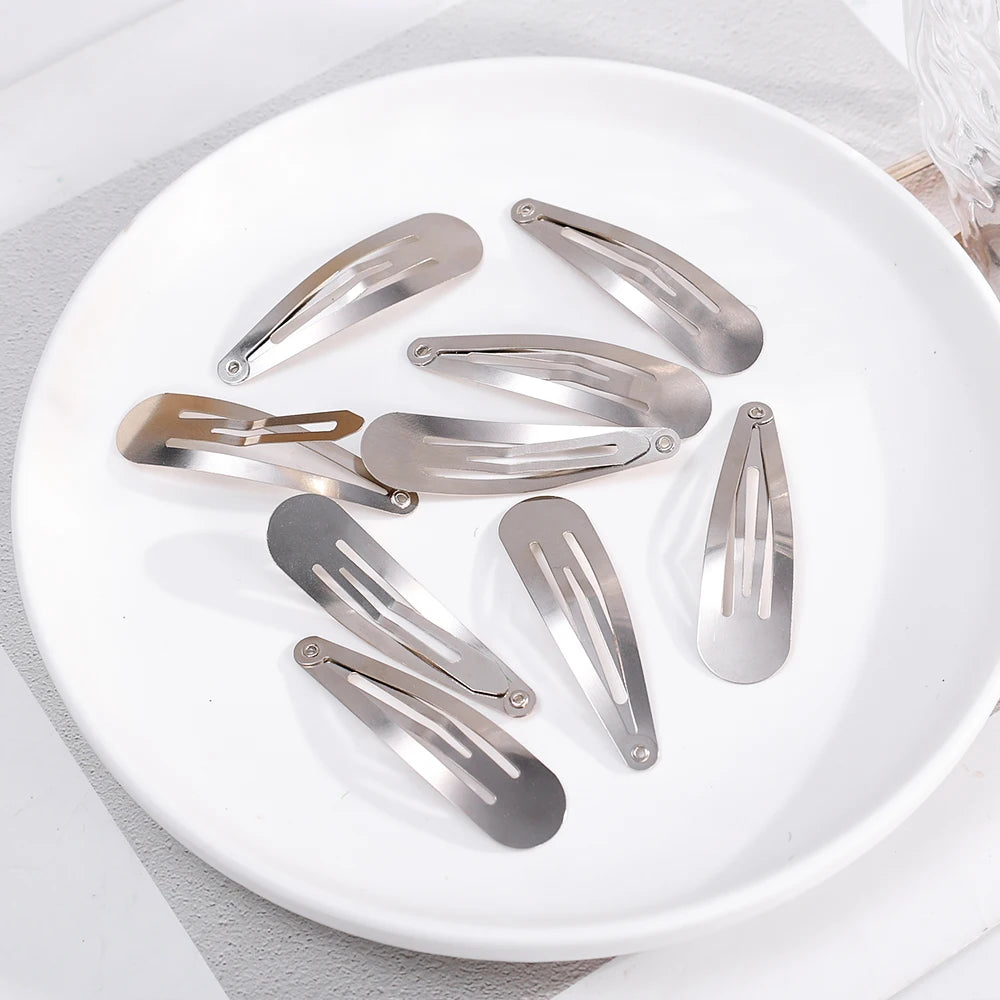 2/20pcs Silver Metal BB Hair Clips Girls Y2K Punk Drop Shaped Hairpins Hairclip Barrettes Cute Headdress DIY Hair Jewelry Making
