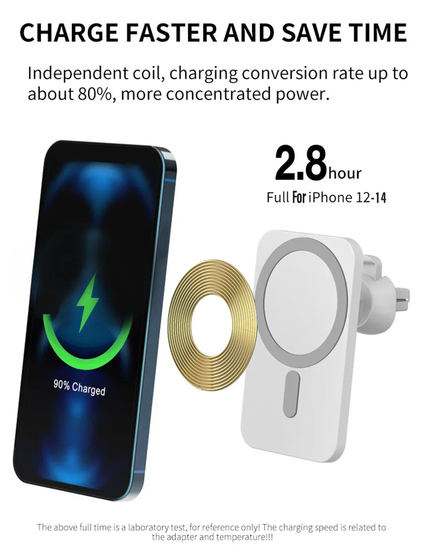 Magnetic Car Wireless Charger For iPhone 12 13 14 15 Pro Max Mini Magnet Car Phone Holder Stand Mount 15W Fast Charging Station