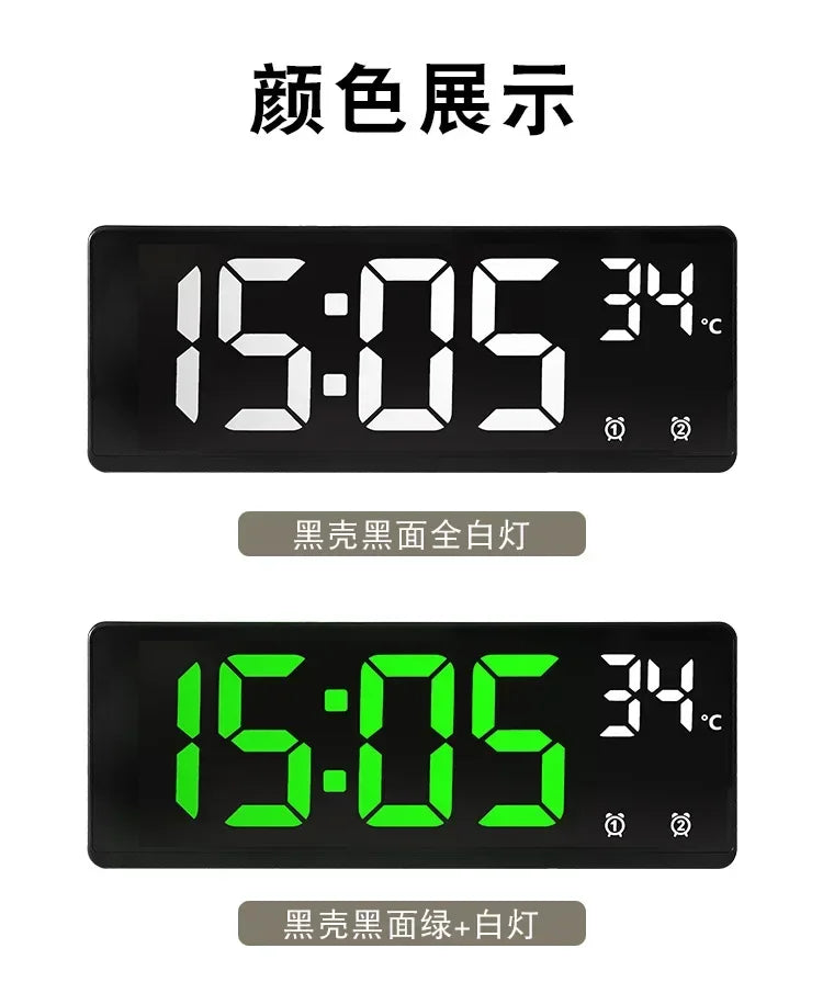 Voice Control Digital Alarm Clock Temperature Dual Alarm Snooze Desktop Table Clock Night Mode 12/24H LED Clock Watch Desk