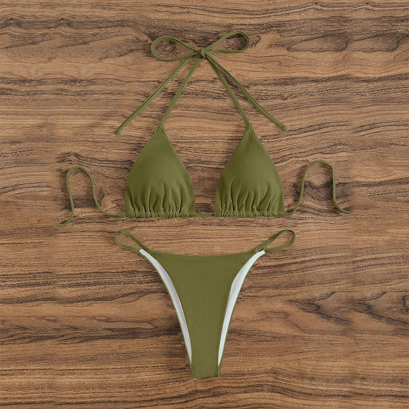 2025 New Bikini Set Pad Beach Triangle Swimwear Women XS-XL Maio Biquinis Swimsuit Tankini Femme Badpak Dames Mujer купальники