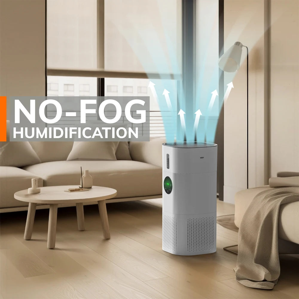 Air Purifier with Humidifier Combo for Home Allergies and Pets Hair, Smokers in Bedroom, H13 True HEPA Filter,2-in-1