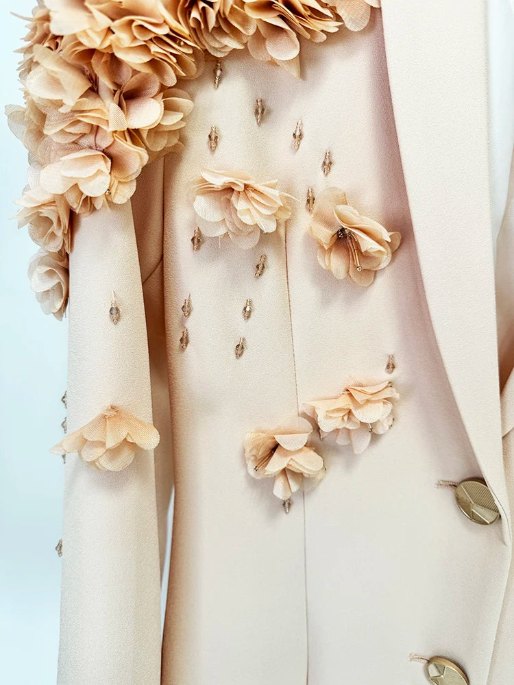 HIGH STREET Newest Fashion 2024 Designer Maxi Dresses Women's Long Sleeve Stunning Flowers Appliques Beaded Long Dress