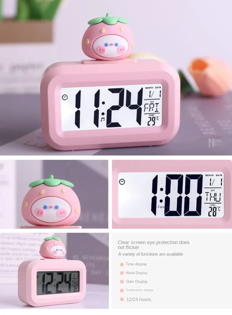 Cartoon Music Stopwatch for Studying Time Management Date Countdown Timer Digital Table Clocks Reminder Desktop Alarm Clock