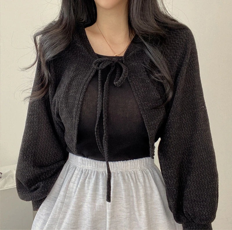 XBBA White Sweet Kawaii Women Cardigan Summer Thin Fashion All Match Shirt Korean Casual Loose Female Lace Up Top New