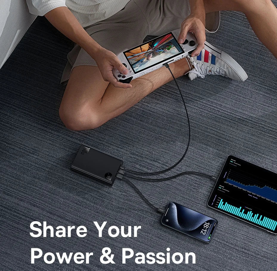 Baseus 140W Power Bank 24000mAh Fast Charging Portable Battery Charger 3 Output Ports for iPhone 16 Pro Max Notebook Tablet