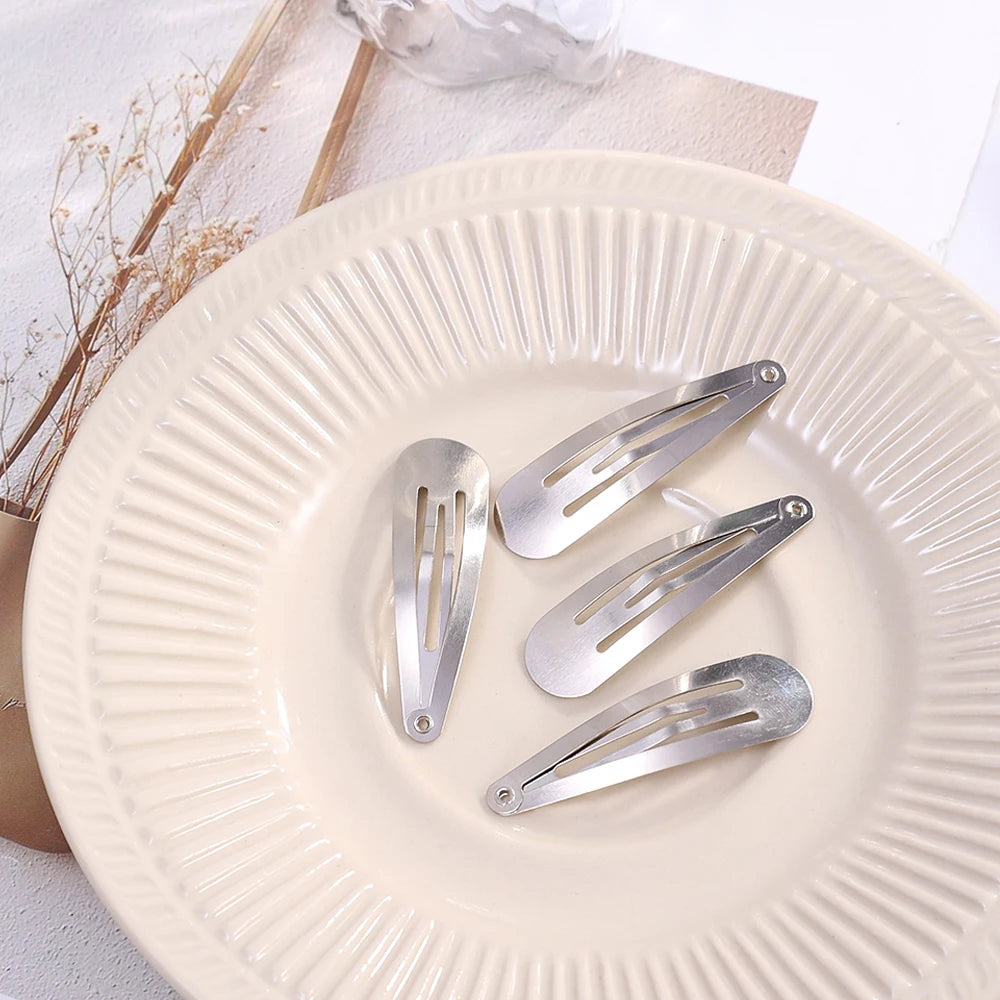 2/20pcs Silver Metal BB Hair Clips Girls Y2K Punk Drop Shaped Hairpins Hairclip Barrettes Cute Headdress DIY Hair Jewelry Making