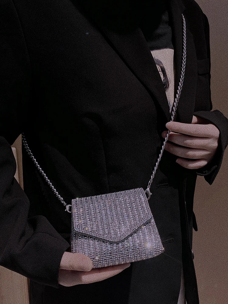 JIOMAY Mini Shoulder Bag for Women Designer Purses and Handbags Bling Rhinestone Clutch Bags Girls Chain Crossbody Bag Wholesale